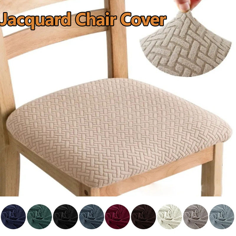 Jacquard Chair Seat Cover Dining Room Seat Cover Protector Thick Stretch Chair Cover Spandex Seat Cushion Slipcover