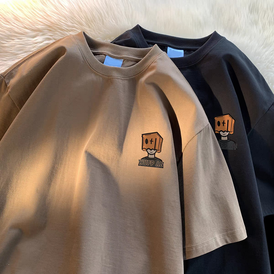 Men's Original Street Plus Size Student Leisure Unisex T-shirt American Retro Youth Round Neck Short Sleeve Top