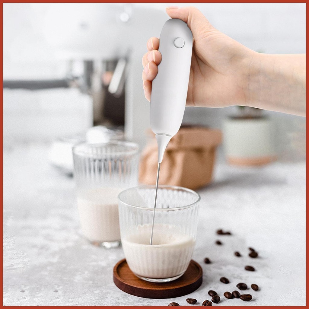 Milk Frother Handheld Milk Frother Mini Mixer with Low Noise Electric Battery Milk Frother Foamer Maker with shopebanmy