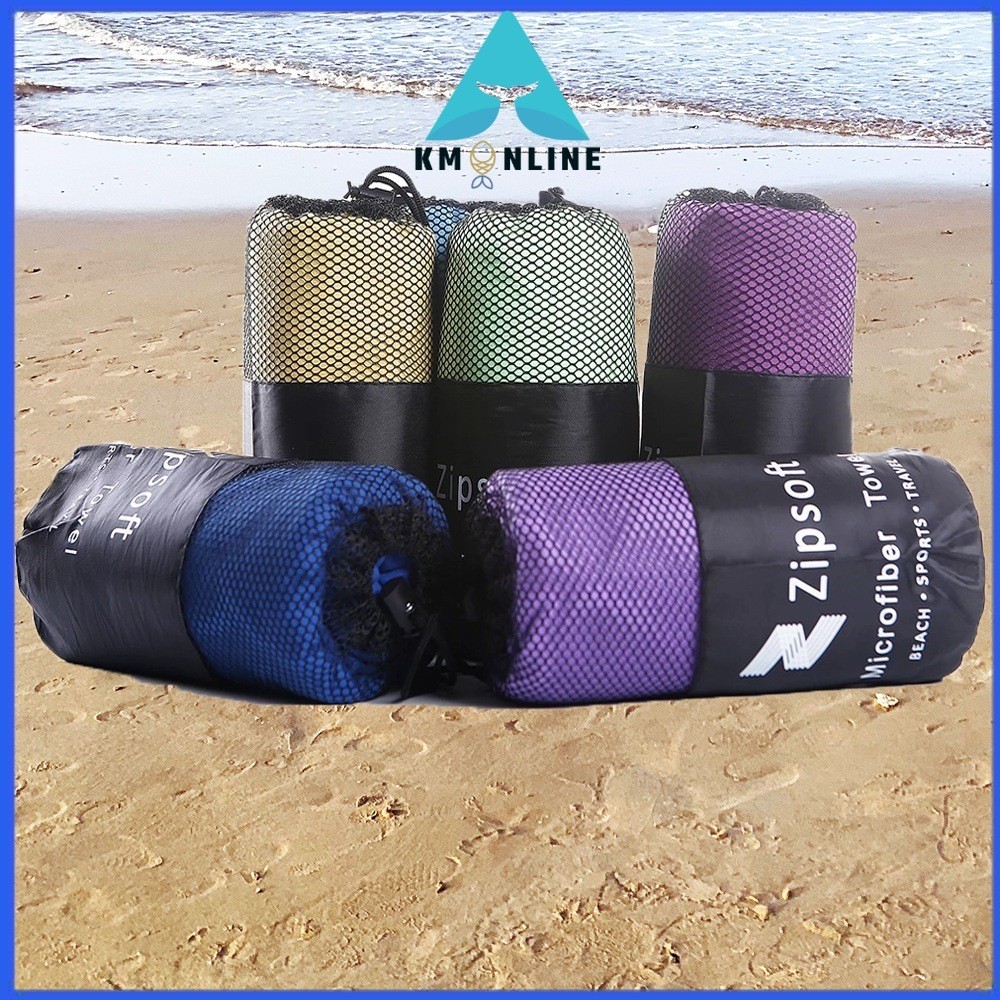 Buy 1 REE 1 Microfiber double-sided velvet 2 pcs beach towel set portable travel vacation towel sports towel set tuala