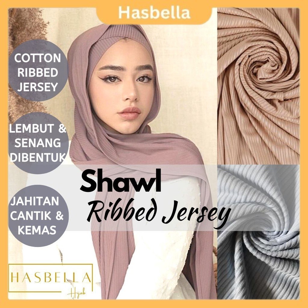 (Ironless) Cotton Shawl Jersey Ribbed Cotton Shawl Malas / Plain Tudung Raya 2023 Selendang Pleated Halus Iron C24 SHRJ