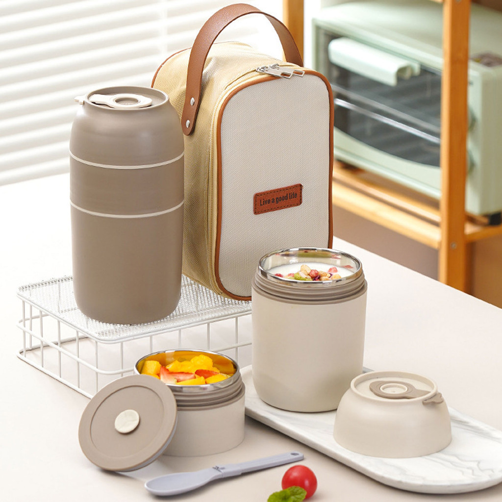 new Stainless Steel Vacuum Thermal Lunch Box Insulated Lunch Bag Food Warmer Soup Cup Thermos Containers Lunch Box for Kids Tupper