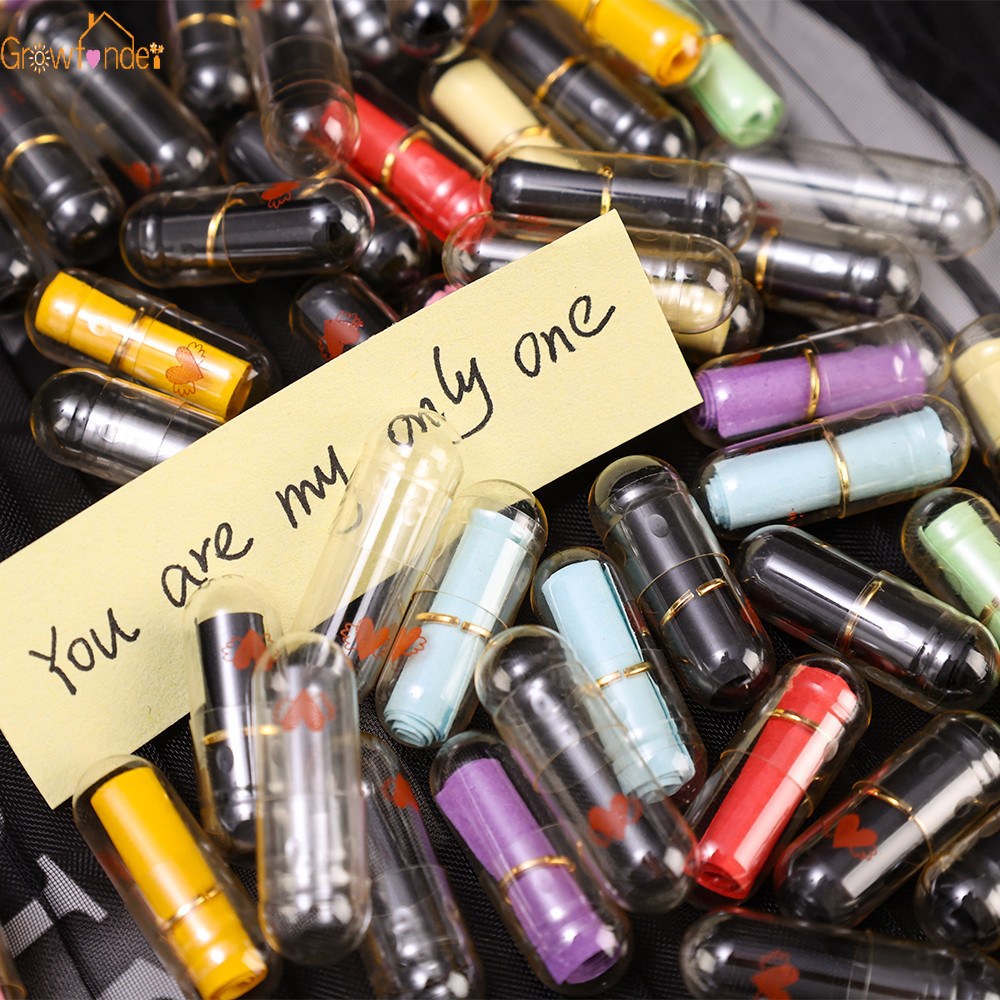 52/60/100Pcs Happy Face Empty Capsule Pill Message Miniature Letter Lucky Wishing Drift Bottle Party DIY Funny Valentine's Gift