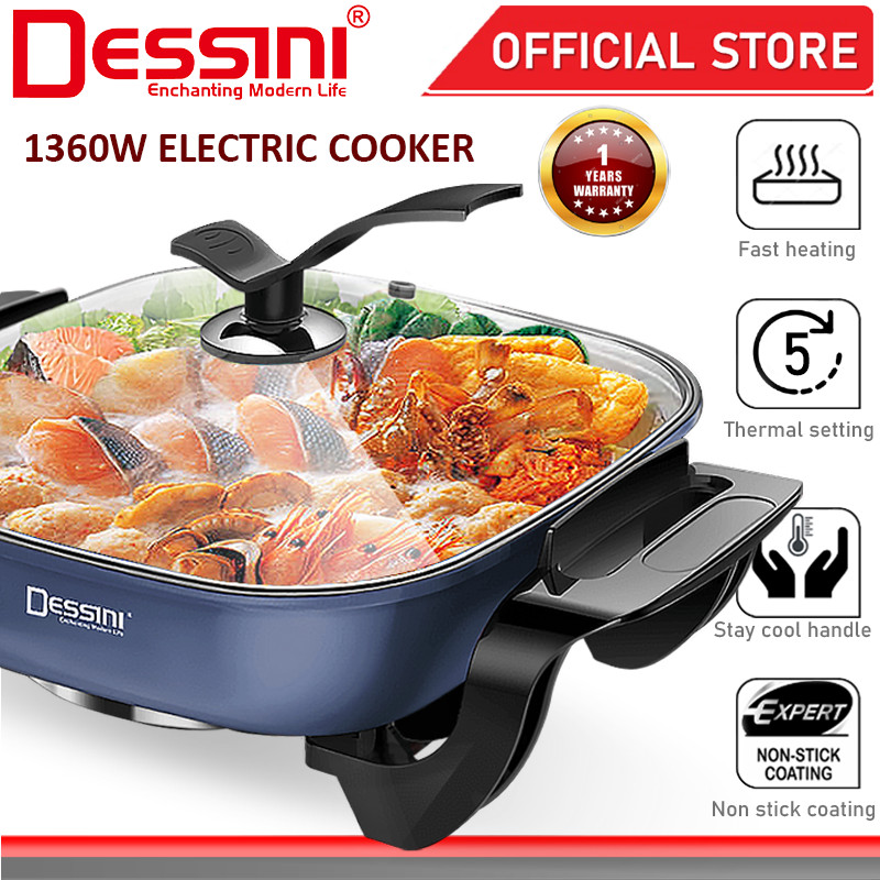 DESSINI ITALY Electric Cooker Steamboat Hot Pot Casserole Non Stick Frying Wok Pan Rice Cooker Periuk Masak Elektrik