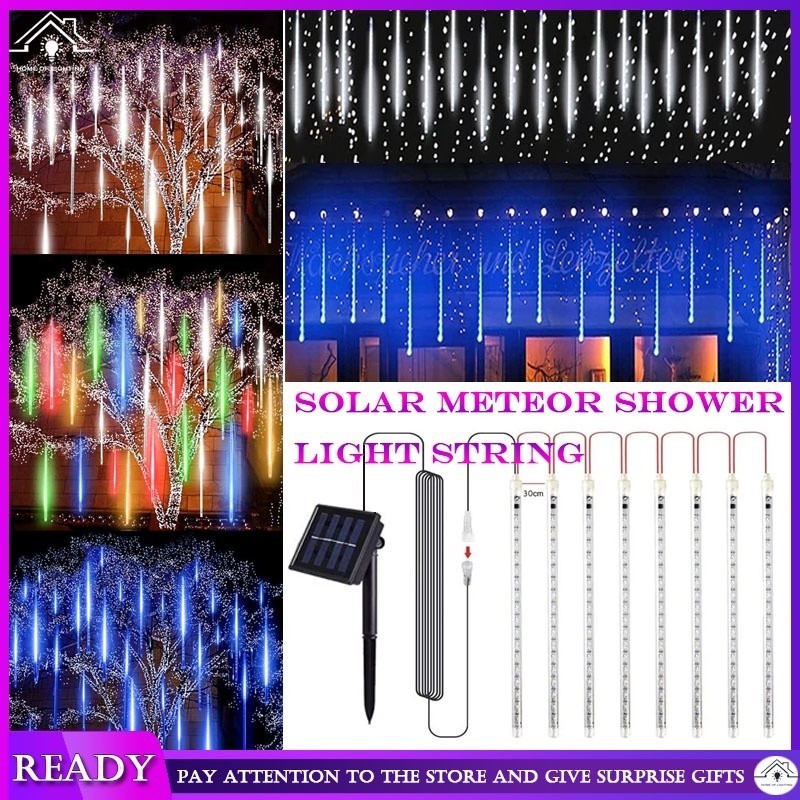 Durable Reliable Solar LED Meteor Shower Rain Lights Fairy String Outdoor Waterproof Garden Light 8 Tubes 144 Leds 30... - Image 3