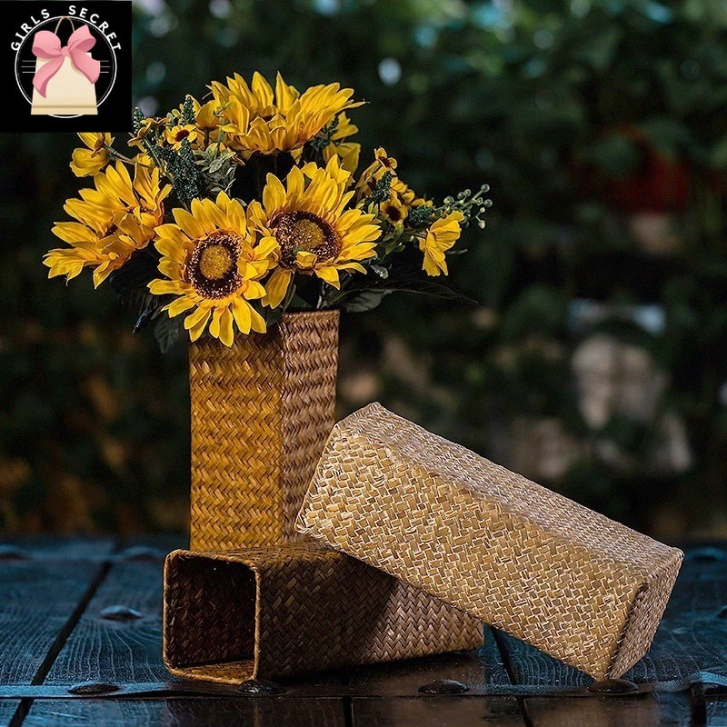 BLheartdecor Nordic Seaweed Woven Vase Eco-friendly Vine Flower Basket Storage Flower Vase Home Decor