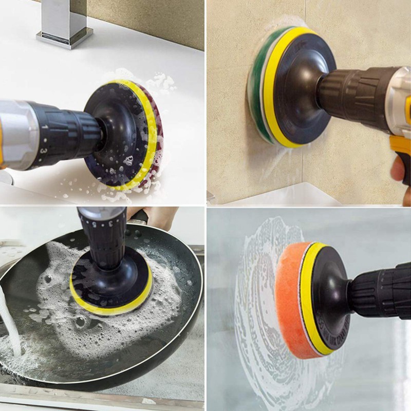 Heavy DIY 12 Piece Drill Brush Scrub Pads Power Scrubber Extended Long Attachment All Purpose-Cleaner Scrubbing Cordl... - Image 5