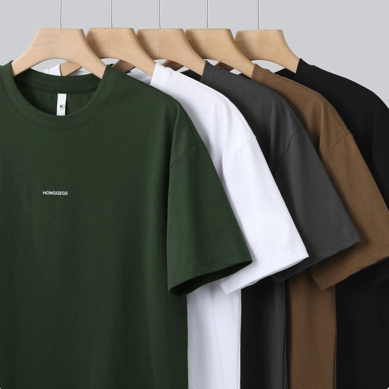 Men's Versatile Letter Printed Casual Base T-shirt Unisex Baju T Shirt Lelaki Summer Comfortable Simple Clean Round Neck Short Sleeve Top