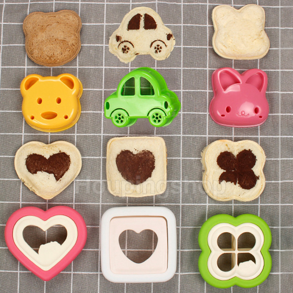 New Sandwich Mould Bear Cat Rabbit Car Shaped Bread Mold Cake Biscuit Embossing Device Crust Cookie Cutter Baking Pastry Tools