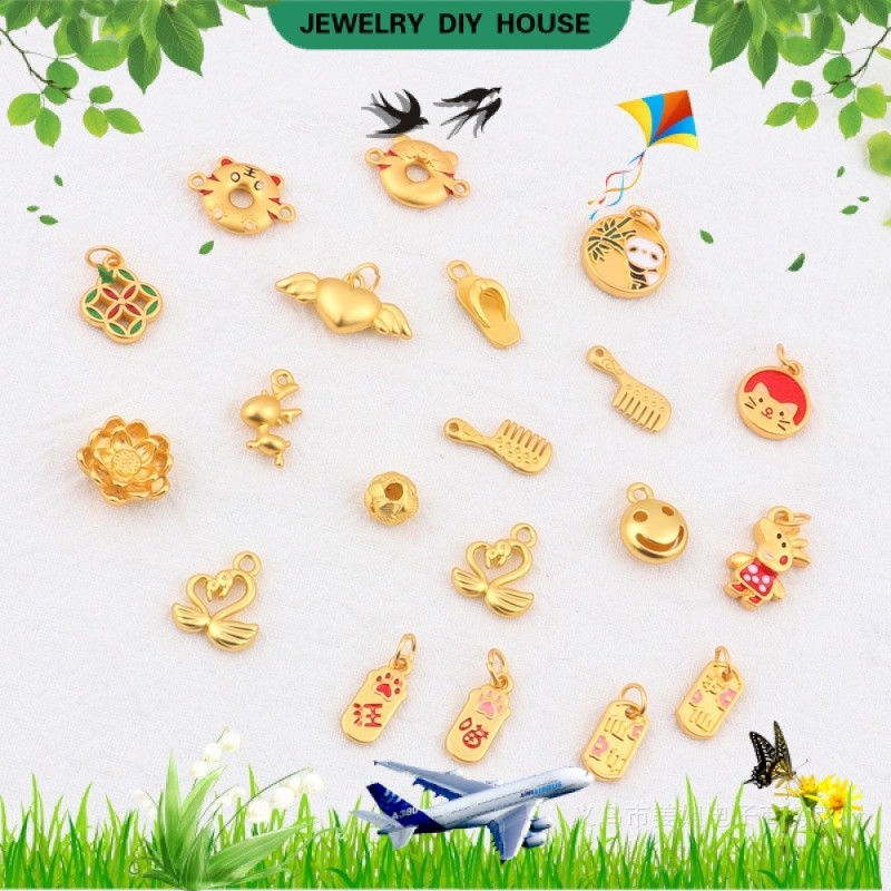 ❤️Jewelry DIY Accessories❤️New Product Vietnam Sand Gold Donut Tiger diy Accessories Chinese Style Burnt Blue Lotus Spacer Beads Oil Drip Smiley Face Wholesale[Pendant/Necklace Bracelet/Accessories]