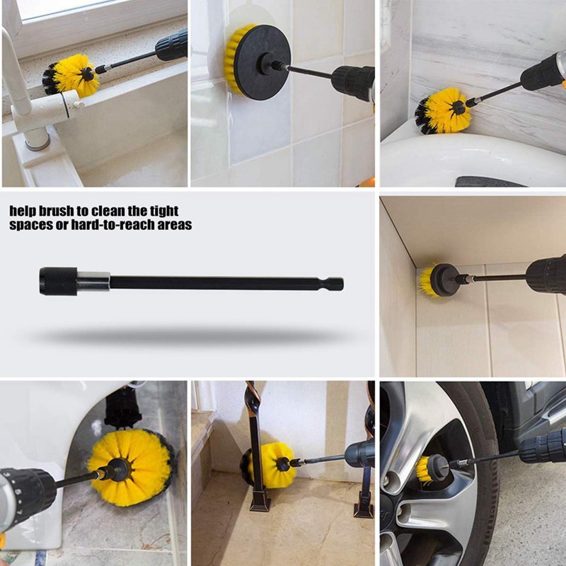 Heavy DIY 12 Piece Drill Brush Scrub Pads Power Scrubber Extended Long Attachment All Purpose-Cleaner Scrubbing Cordl... - Image 2