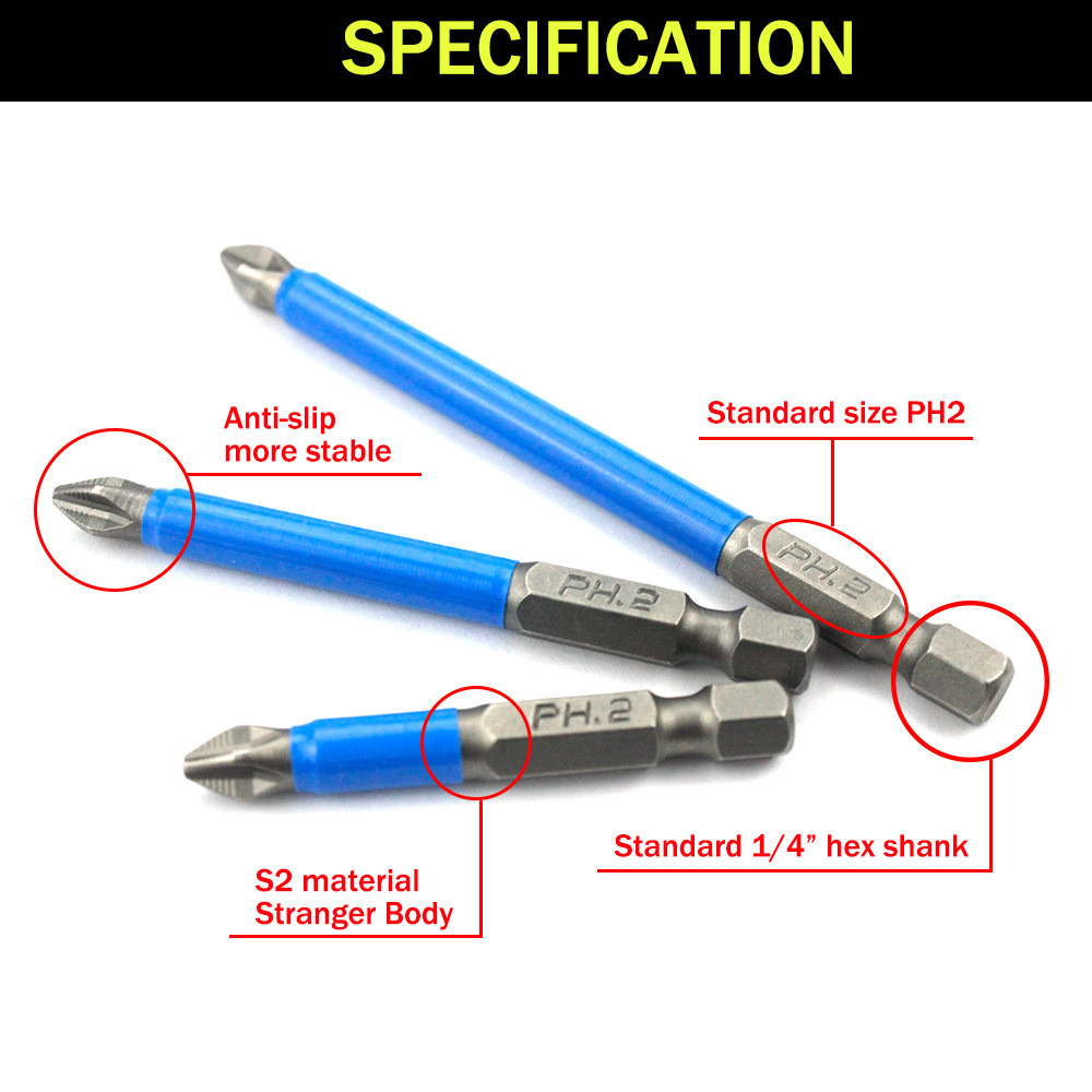 Repair DIY Magnetic Anti-Slip Screwdriver Drill Bit 7Pcs Cross Head 25/50/65/70/90/127/150mm PH2 Standard Phillips Bi... - Image 3