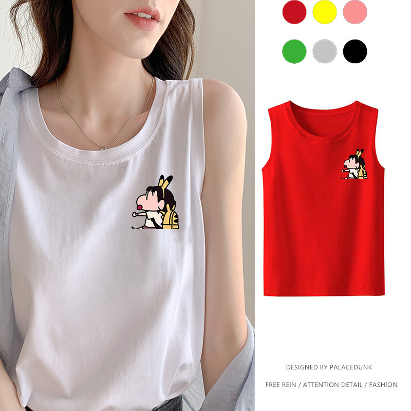 Crayon Shin-chan go to school women summer new sleeveless t-shirt loose cotton printing casual students tee