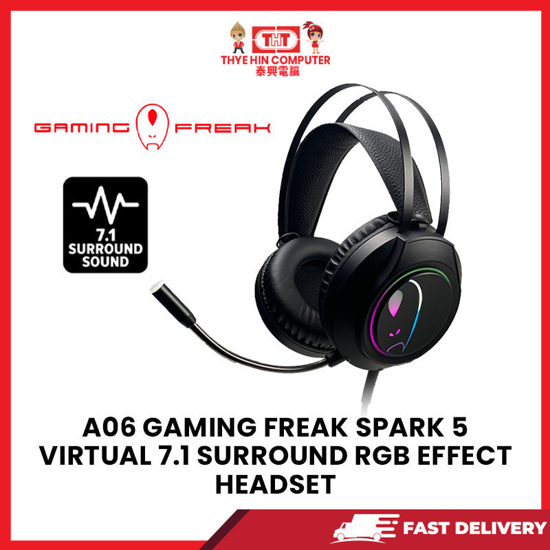 A06 GAMING FREAK SPARK 5 VIRTUAL 7.1 SURROUND RGB EFFECT HEADSET