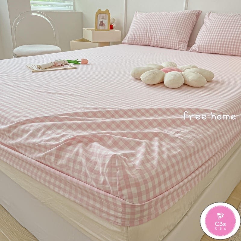C3S Japanese Lattice Printed Fitted Bedsheet Pillowcase Single / Super Single/Queen / King/super king Size bedsheet