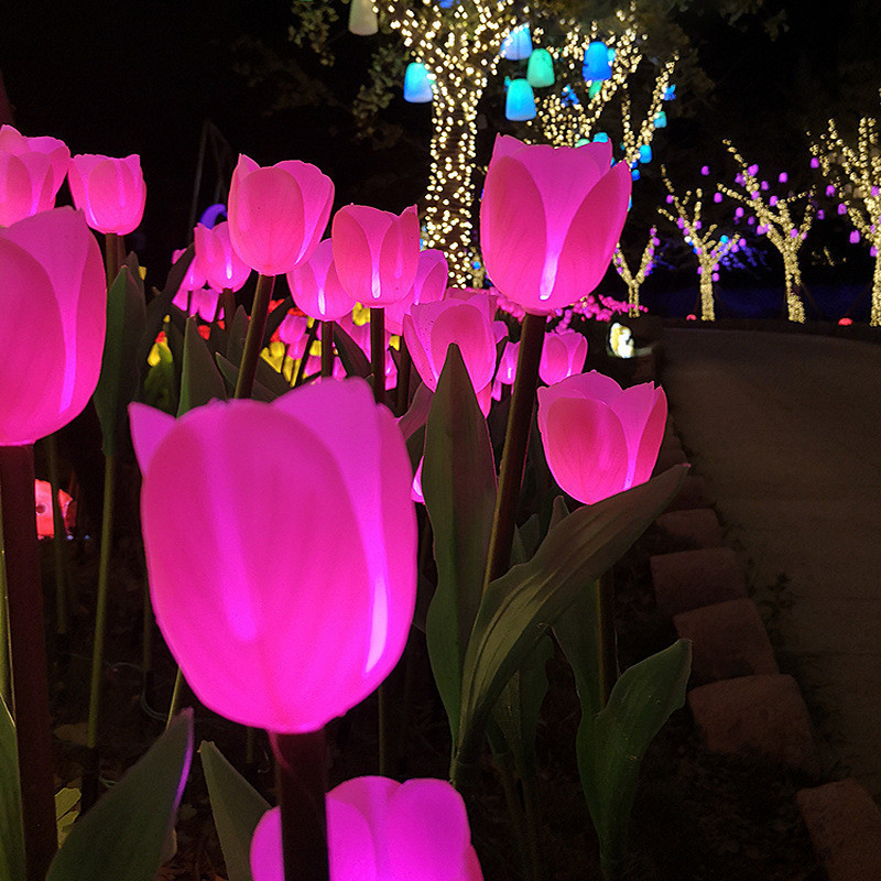 Solar Tulip Flower B & B Lighting Landscape Light Garden Decoration Floor Plug Light LED Atmosphere Inn Lawn Light
