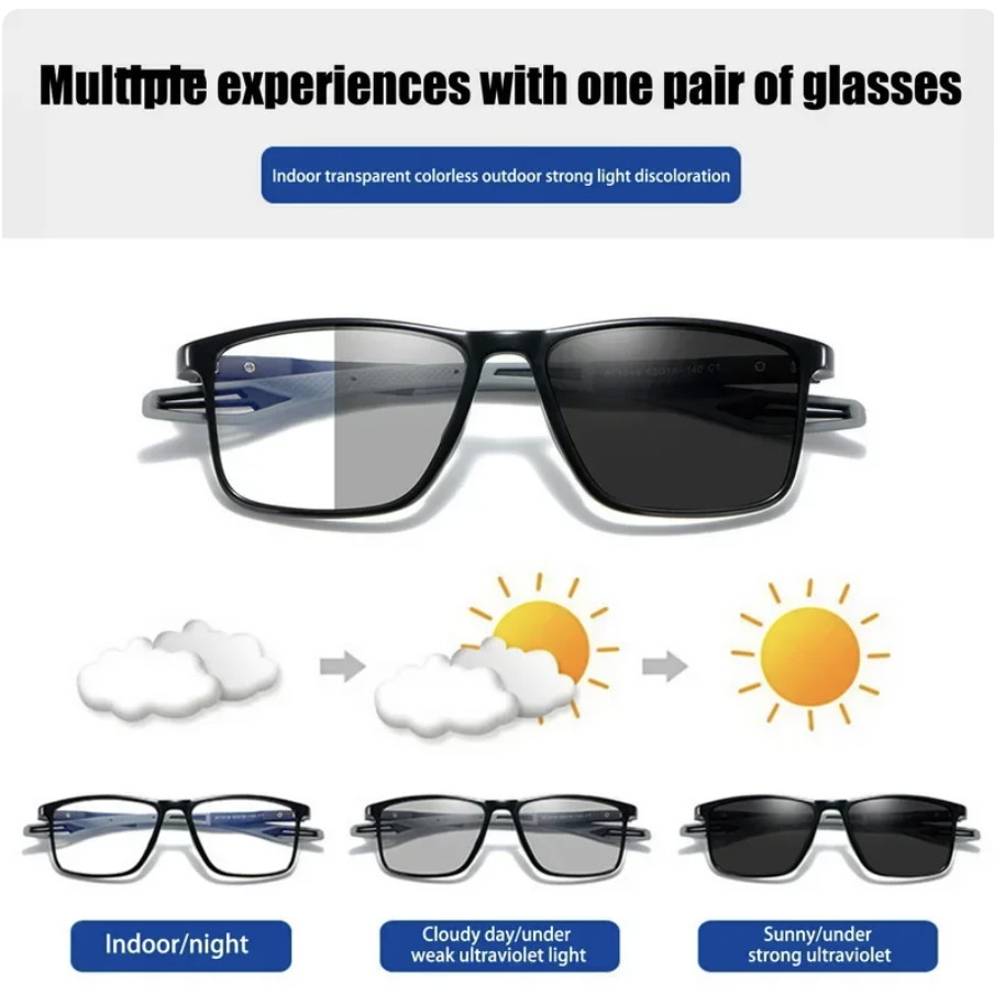 Sporty PHOTOCHROMIC Glasses 1119 Anti Radiation High Quality Ultralight TR90 Fashion Glasses Anti Blue Light Sporty Frame Unisex Men Women Anti Bluelight Lens 1119