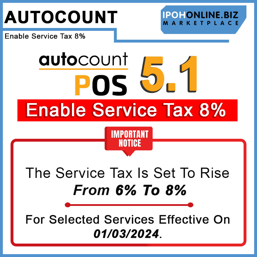 AutoCount Pos 5.1 Enable Service Tax 8% Installation Pendrive