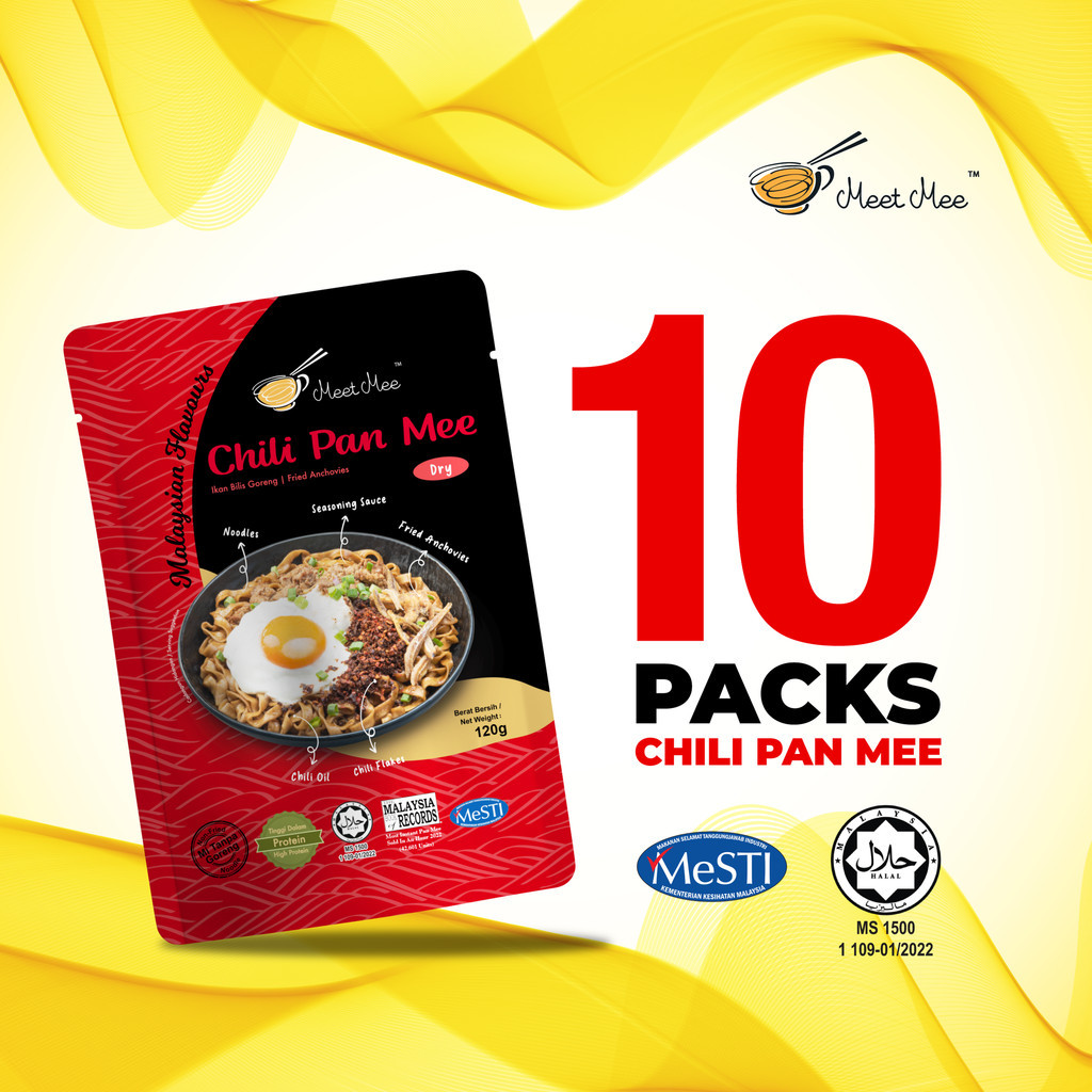 【HALAL Bundle CAK 10 in 1 】Dry Chili Pan Mee (Fried Anchovies)｜Cili Pan Mee (Ikan Bilis Goreng)