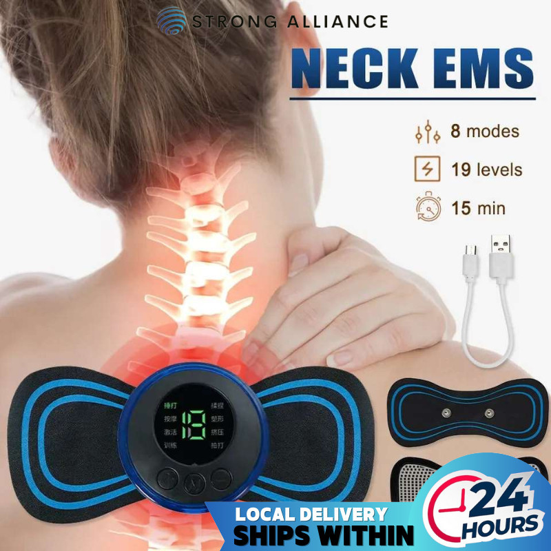 UpgradeNeck Massager LCD Display Mini EMS Cervical Vertebra Massage Machine Neck Stretcher Body Massage Neck Massager