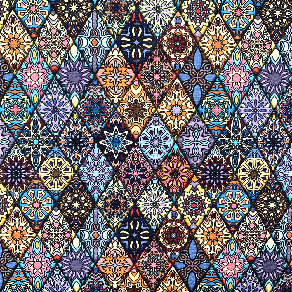 100% Cotton Fabric African Design Geometry Multi Diamond Checks Printing DIY Patchwork Textile Tissue Decor Home Dress