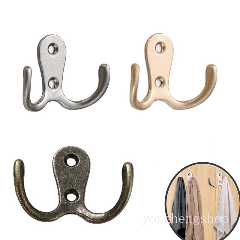 Creative Zinc Alloy Antique Hook Door Wall Hanger Hanging Hooks Bronze Vintage Metal Double Hooks Bag Hats Towel Clothes Storage Rack Key Holder Home Organizer Furniture Hardware