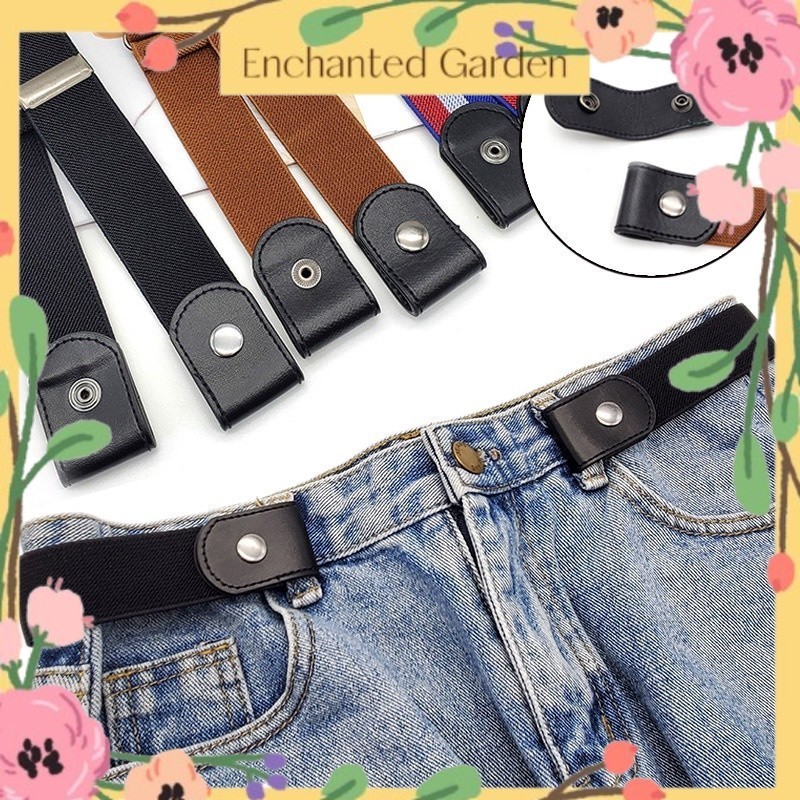 [OOTD] Snap Closure Waist Belt Unisex Jeans Pants Dresses Invisible Elastic Belts Waistband Seamless Leather Waistband