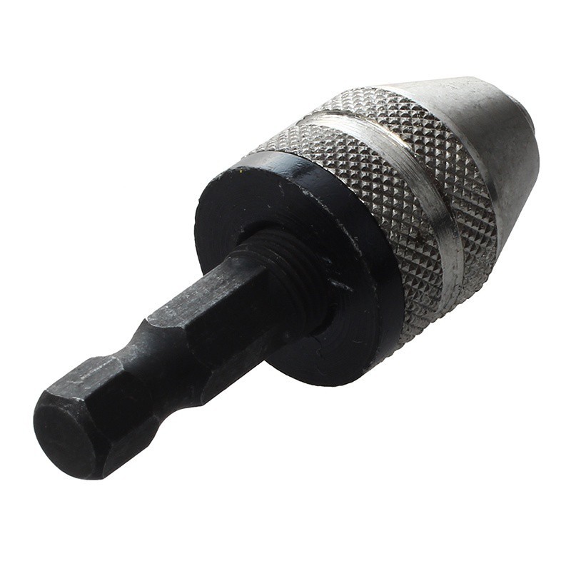 DIY Workshop Silver+Black 6mm Keyless Drill Bit Chuck Quick Change Adapter Converter Hex S Heavy Hardware - Image 2