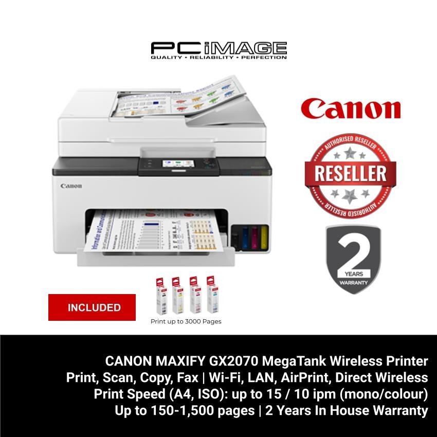 CANON MAXIFY GX2070 MegaTank Wireless Printer PRINT SCAN COPY FAX 3YEAR CANON WARRANTY