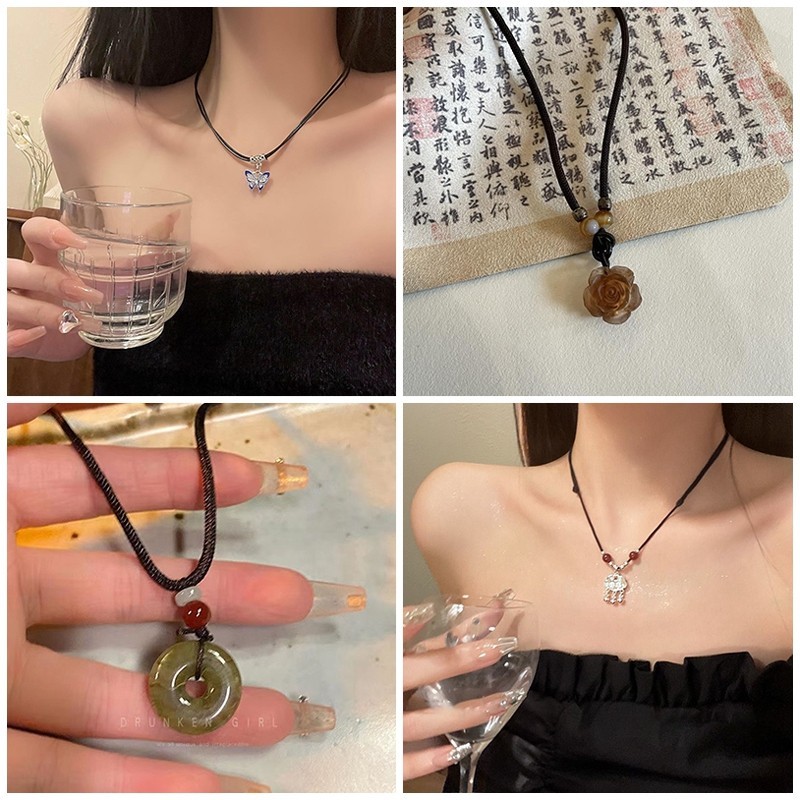 Chinese Style Butterfly Shape Necklace Retro Neckchain Fashion Photo Props Mother's Day Gift Supplies