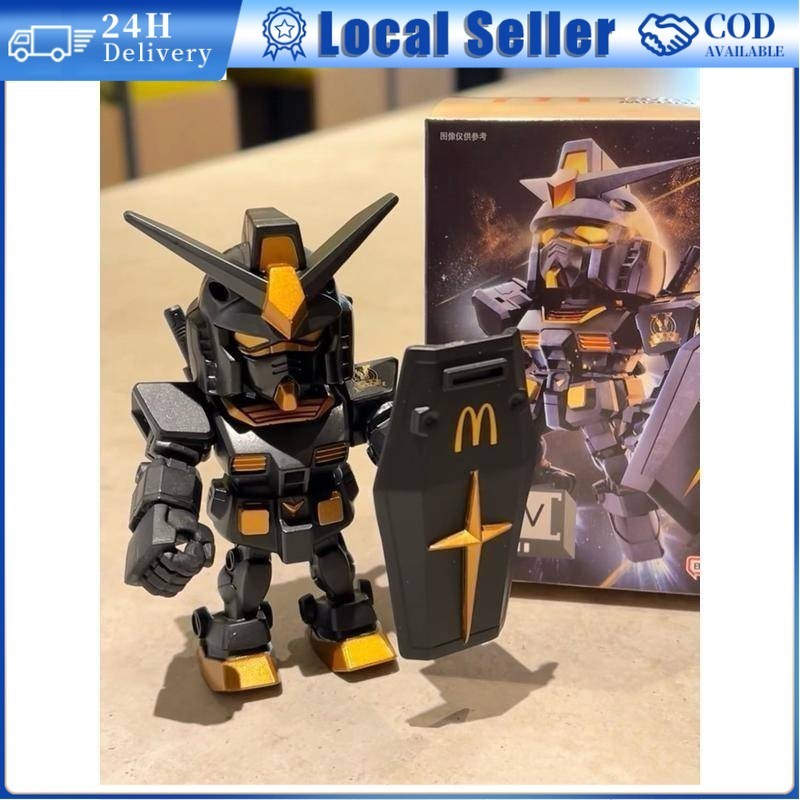Qmsv mini gundam McDonald's RX-78-2 Gundam Bandai Angus Figure Limited Edition Black Gold