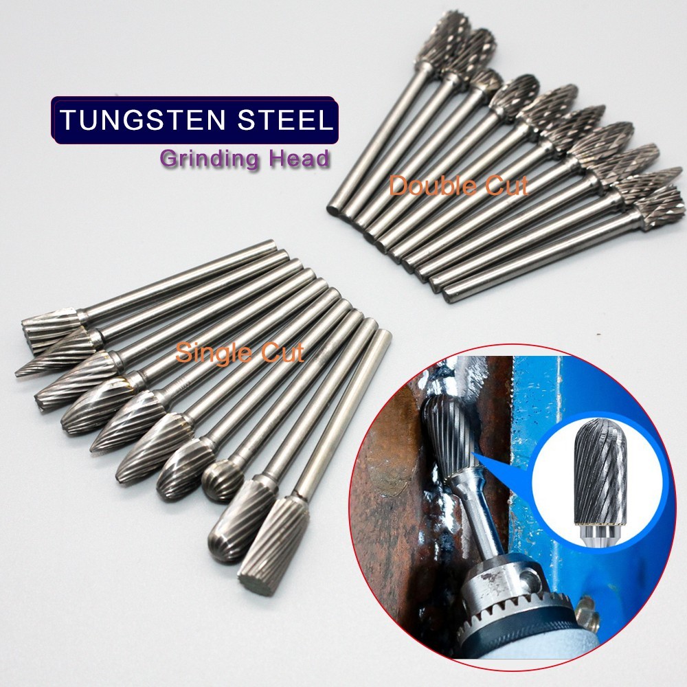 Duty Professional [] 3mm Tungsten Steel Grinding Head Single Double Cut Carbide Burrs Drill Hand Tools - Image 4