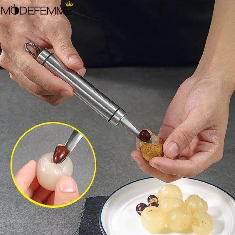 Stainless Steel Fruit Corer - Fruit Corer Pitter - Fruit Seed Remover Cutter - Anti-rust Kitchen Fruit Gaget Tool With Handle - Portable Kitchen Gadget - For Longan Lychee Cherry