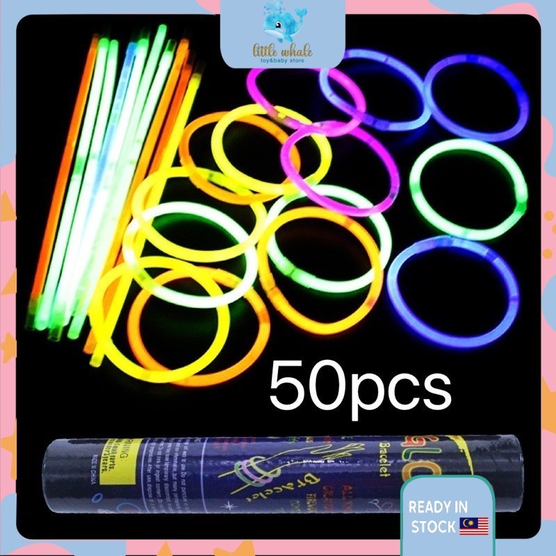 50pcs 100pcs LED Glow Stick Bracelets Necklace Wristband Fluorescent Neon Concert Party Magic Kids Toys Gelang Lampu