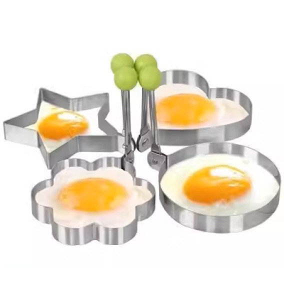 Stainless Steel Omelette Egg Ring Mold Round Star Heart Flower 煎蛋成型荷包蛋爱心模 Acuan Telur Dadar Keluli Tahan Karat