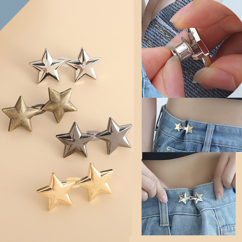 Little Star Narrow-Waist Button Jeans Button Pair Button Detachable Nail-Free Seam Narrow-Waist Button Jeans Waist-to-Small