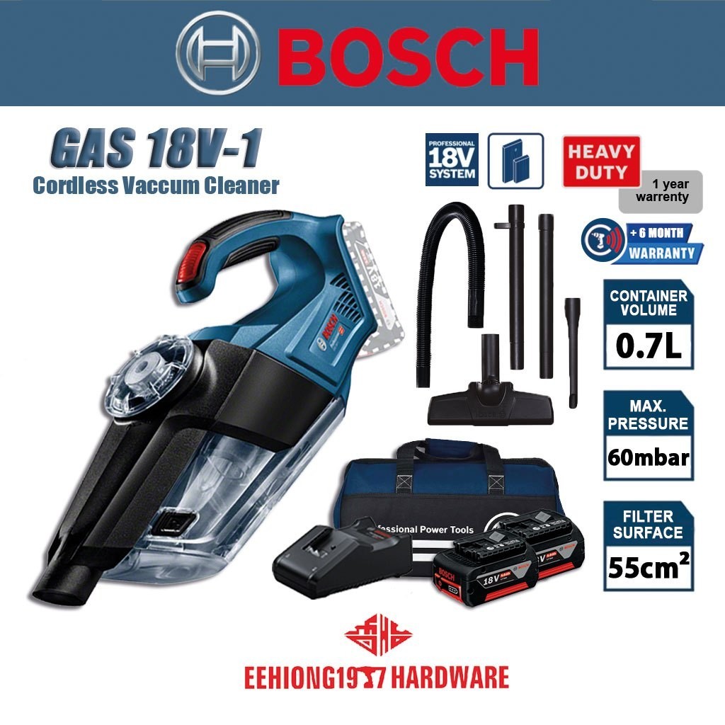 BOSCH GAS18V-1 18V Cordless Vacuum Cleaner Mesin Penghisap Debu 博世充电式真空吸尘器 GAS 18V-1 06019C62L0 0 601 9C6 2L0