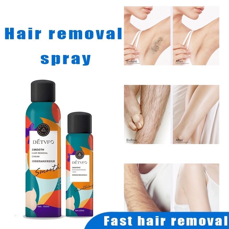 DETVFO 100% Natural Hair Removal Cream Extra Smooth 脱毛喷雾 painless hair removal foam spray suitable for men and women