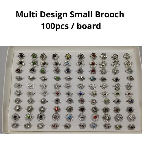 [ Local Ready Stock ]  HOT Quality Fashion Rhinestone Baby Brooch 100 Pcs/Box Mix Color & Multi Design