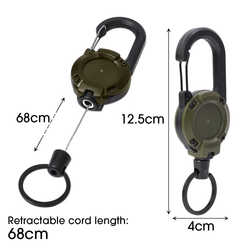 LUC Outdoor durable wire alloy mountaineering retractable buckle black and army green perfect for backpack water bottle and key