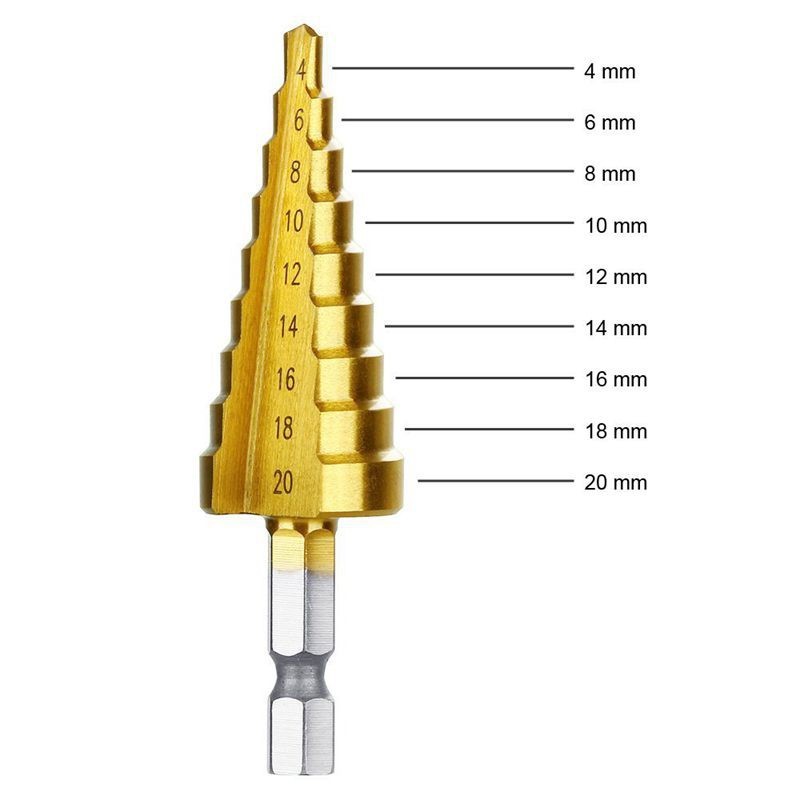 Craft DIY Drill Bit HSS Titanium Coated Hex Shank Step set cone hole cutter ，Bits Taper metric Tool Hardware - Image 4