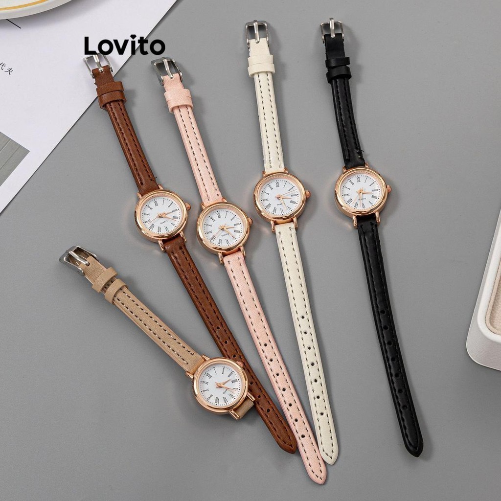 Lovito Casual Plain Basic Metal Quartz Watch for Women LFA14066 Lovito Jam Tangan Quartz Metal Basic Polos Kasual untuk Wanita LFA14066