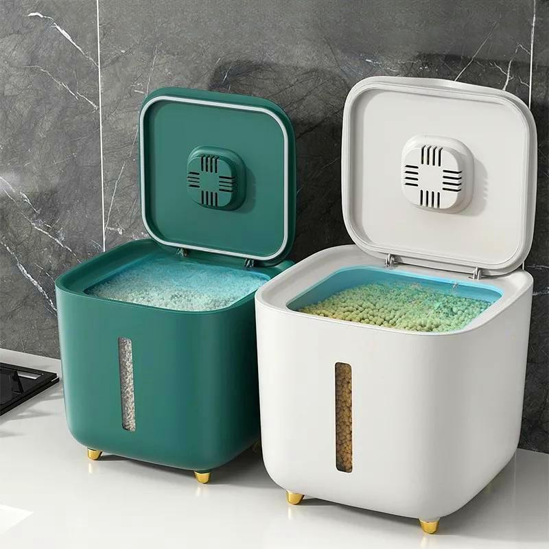 5/10KG Rice Dispenser Moisture Proof Insect Kitchen Container Bucket Storage Pet Dog Food Box with Bullet Lid