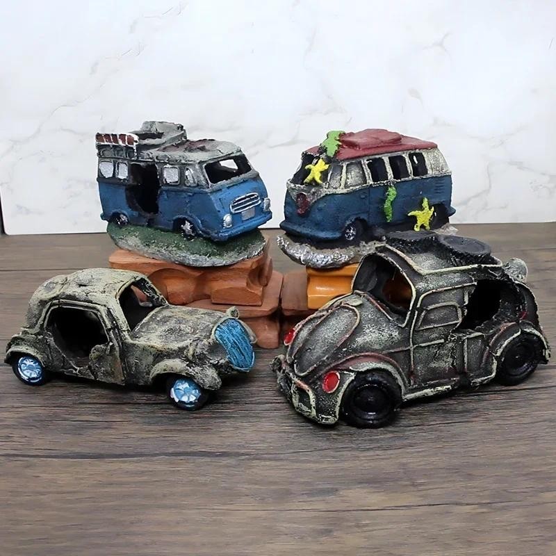 Hollow Car Bus Pet Fish breeding House Shelter Rockery Ornament Aquarium Fish Tank Lanscaping Bonsai Stone Decoration Accessories Fairy Garden House Home Decor