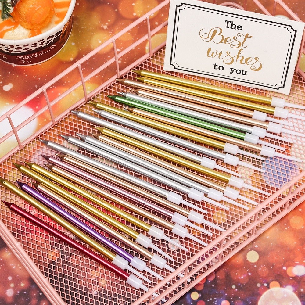Ready Stock 6pcs/Set Happy Birthday Candle Cake Candle Gold Silver Champagne Rose Black 金色银色香槟金混色蜡烛生日蜡烛Lilin Hari Jadi