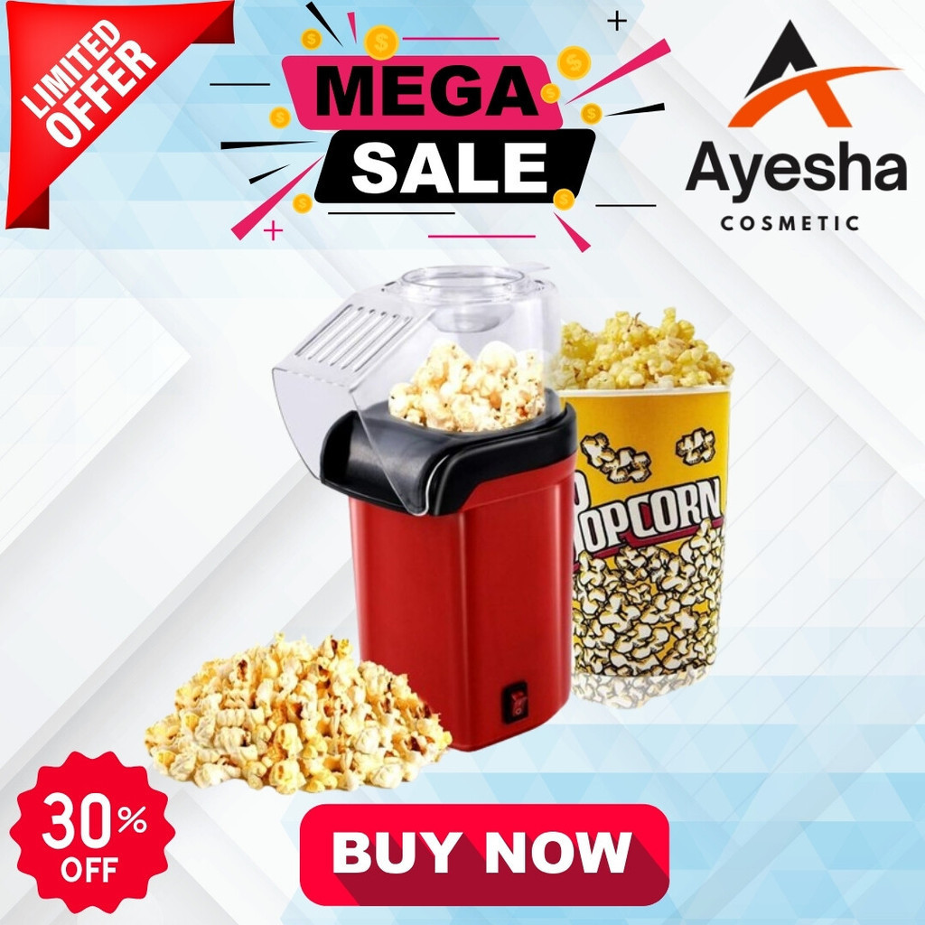 Popcorn Machine 1200W Hot Air Popcorn Maker with Wide Mouth Design Fast Popcorn Machine No Oil Needed 