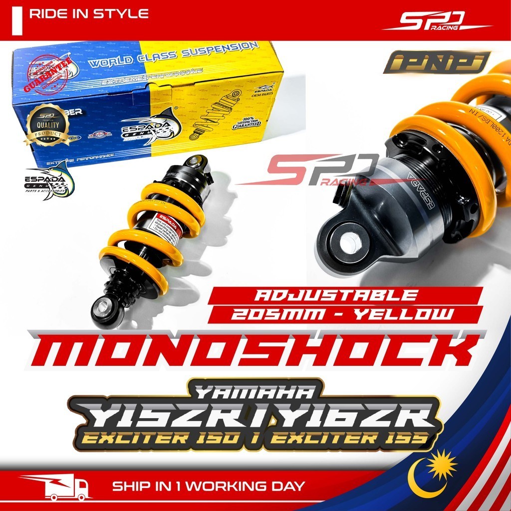 Y15 Y16 Monoshock I Adjustable 205MM - YELLOW I ESPADA For Yamaha Y15ZR Y16ZR