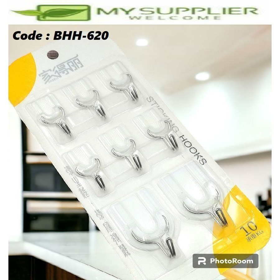 BHH-620 6+2 Sticky Hooks Without Trace Hooks (Mix Size)
