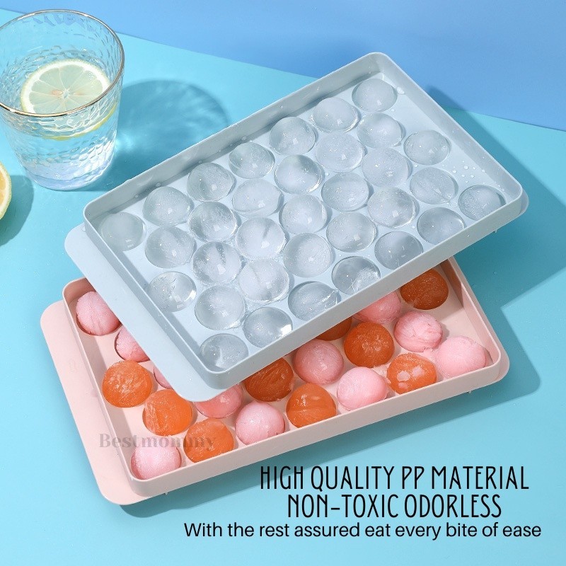 Bekas Jelly Ball 33 Grids Round Ice Cube Tray Whiskey Ice Cube Molder Cube Maker Ball Fruit Snack Tray