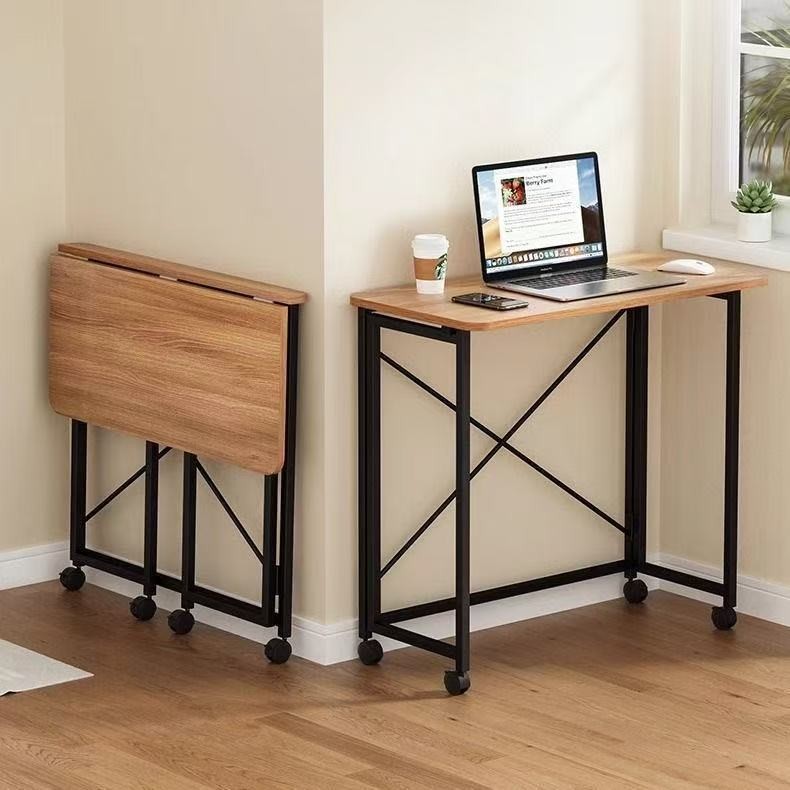 Small Folding Bookshelf Table With Wheels Mobile Home Computer Bedroom Student Study Simple Writing